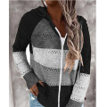 Womens Long Sleeve Knit Sweater Zip