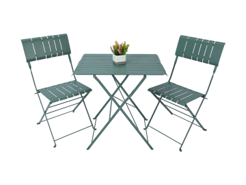 Metal Foldable Outdoor Slatted Table and Chairs