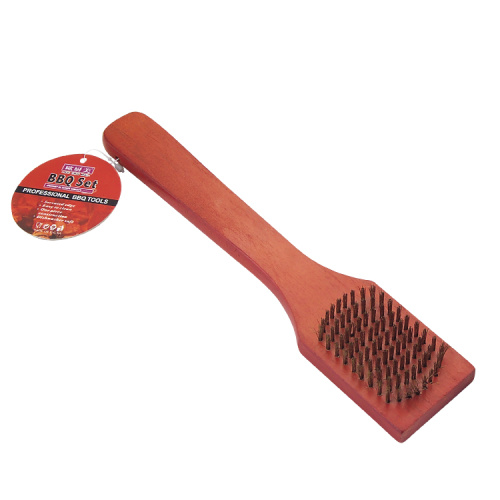 Brosse de nettoyage pour barbecue à manche en bois