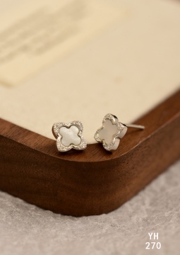 Moon Clover Blossom Silver Earrings