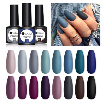 UR SUGAR 7.5ML Dark Blue Matte Top Coat Color UV Nail Gel Polish Semi Permanent Soak Off UV LED Gel Nail Gel Nail Art DIY Design