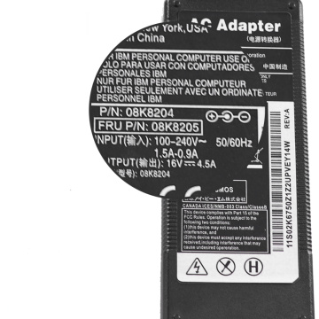 Caricatore per laptop Lenovo 16V4.5A 5,5 * 2,5 mm