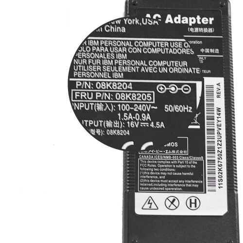 65W 16V 4.5A 5.5*2.5mm Lenovo Laptop Power Adapter