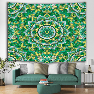 Bohemian Tapestry Mandala Wall Hanging Indian Hippie Boho Psychedelic Tapestry for Livingroom Bedroom Home Dorm Decor Yellow and