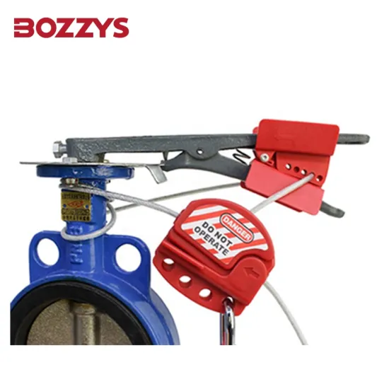 BOZZYS Adjustable Universal Butterfly Gate Valve Lockout with Cable Lockout