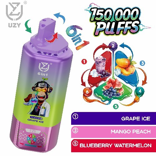 Vape 6in1 puff UZY 150K asli