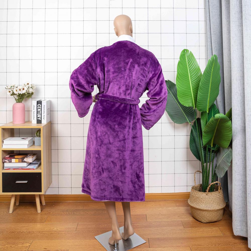 Purple 100% Polyester Bath Robe Bathrobe Women