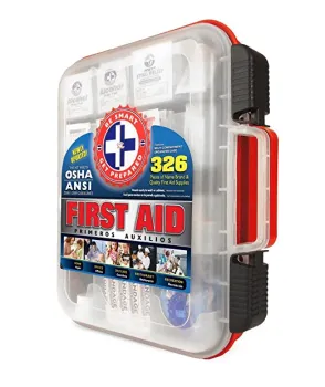 First Aid Kit Hard Red Case 326 Pieces Exceeds OSHA and ANSI Guidelines