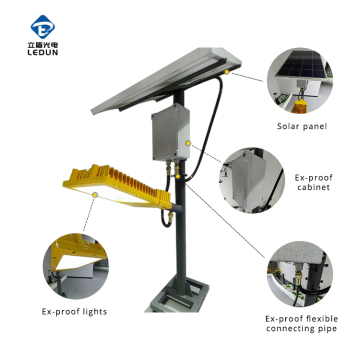LEDUN ATEX IP66 Letupan Bukti Solar LED Street Light 150W dengan Sensor Gerakan untuk Persekitaran Berbahaya