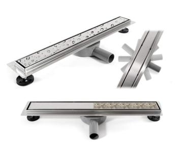 90cm Tilable Stainless Steel Shower Drain with Double-Sided Self-Cleaning Siphon and Odor Control