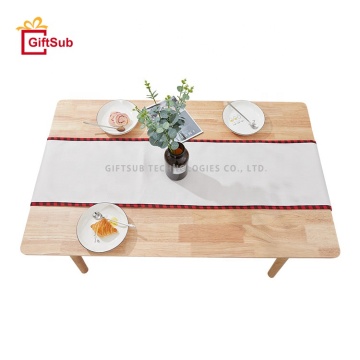 Runner per tavoli floreali nordici all'ingrosso: arredamento perfetto per Natale e matrimoni - Materiale in lino di cotone con angoli rotondi