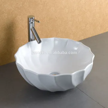 Flower Shaped Fancy Ceramic Wash Bathroom Sink