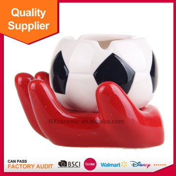 3D hand-painted creative football ceramic ashtray