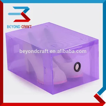stackable clear crystal PP shoe box with sliding drawer