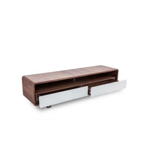 Walnut Wood TV Cabinet Modern Walnut veneer and white TV Stand Supplier