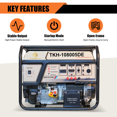 Générateur d'essence à cadre ouvert 8kw pour la construction