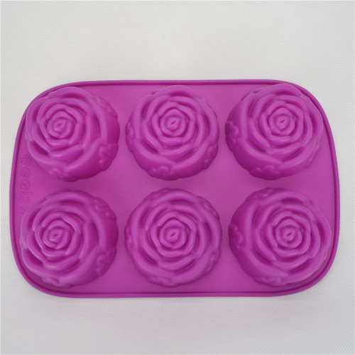 Silicone Bakeware Baking Pan Rose Shape 6-Cup