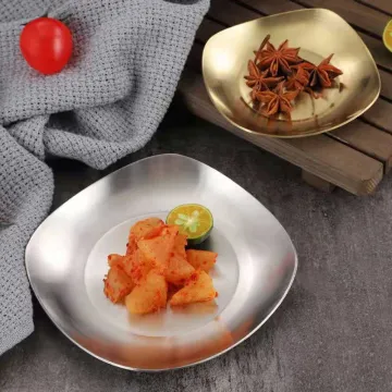 Stainless Steel Square Plate Sushi Dinner Set for High-end Serving and Platters