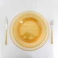 Plat pinggan mangkuk kaca berwarna amber berwarna emas