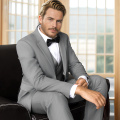 WYWK Men's 3-Piece Suit Prom Wedding Set-Light Gray-XS