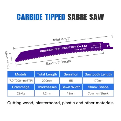 High carbon steel curved saber saw