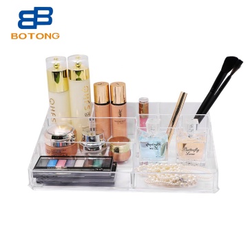 11 Compartment PS Acrylic Makeup Organizer: Multi-use Cosmetic, Jewelry, and Toiletries Storage Display Box with Vanity Stand