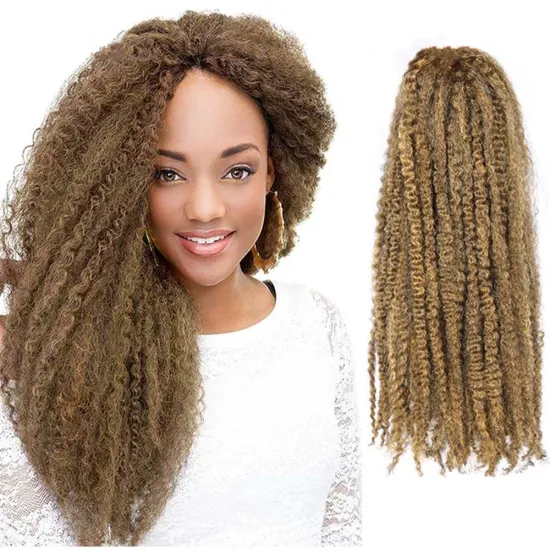 Wholesale cheap Ombre Long Afro Kinky Marley Braids Hair 20inch Twist Crochet Braids Hair Synthetic Braiding Hair Extension