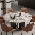 Table à manger en marbre ronde avec base en alliage en aluminium