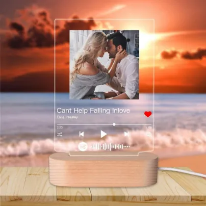 Custom Photo Music Album Cover Night Light with Engraved Name and Song