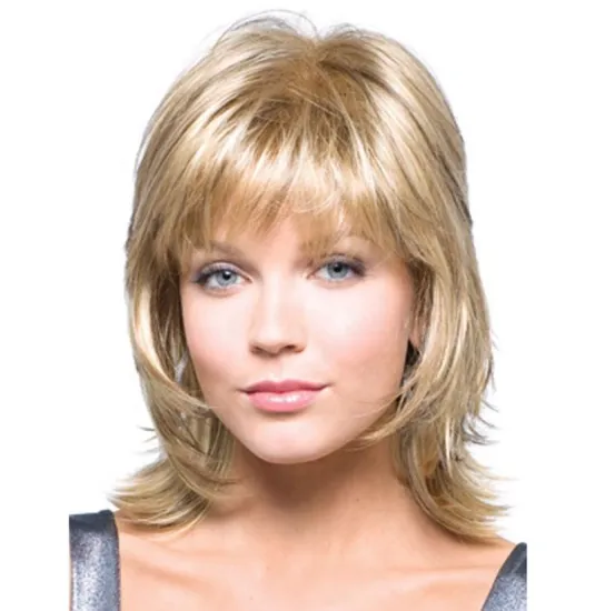 The best-selling gold shoulder-length natural straight hair women wear