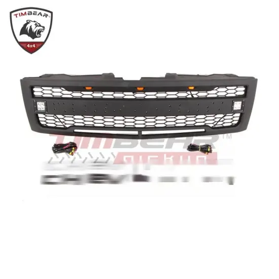 Matt Black ABS Plastic Car Grille for Chevrolet Silverado 2007-2013 with LED