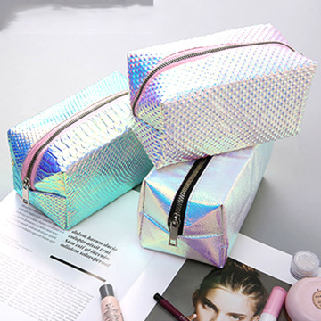 Borsa per organizzatore di stoccaggio per trucco olografico per pennelli e cosmetici di lusso