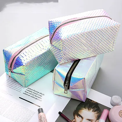 Luxury Make Up Organizer Makeup Storage Brush Bag Mini Beauty Travel Holographic Cosmetic Bag