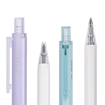 Deli nusign pena retractable gel 0.5mm Black Smooth Writing Pen untuk kantor &amp; sekolah