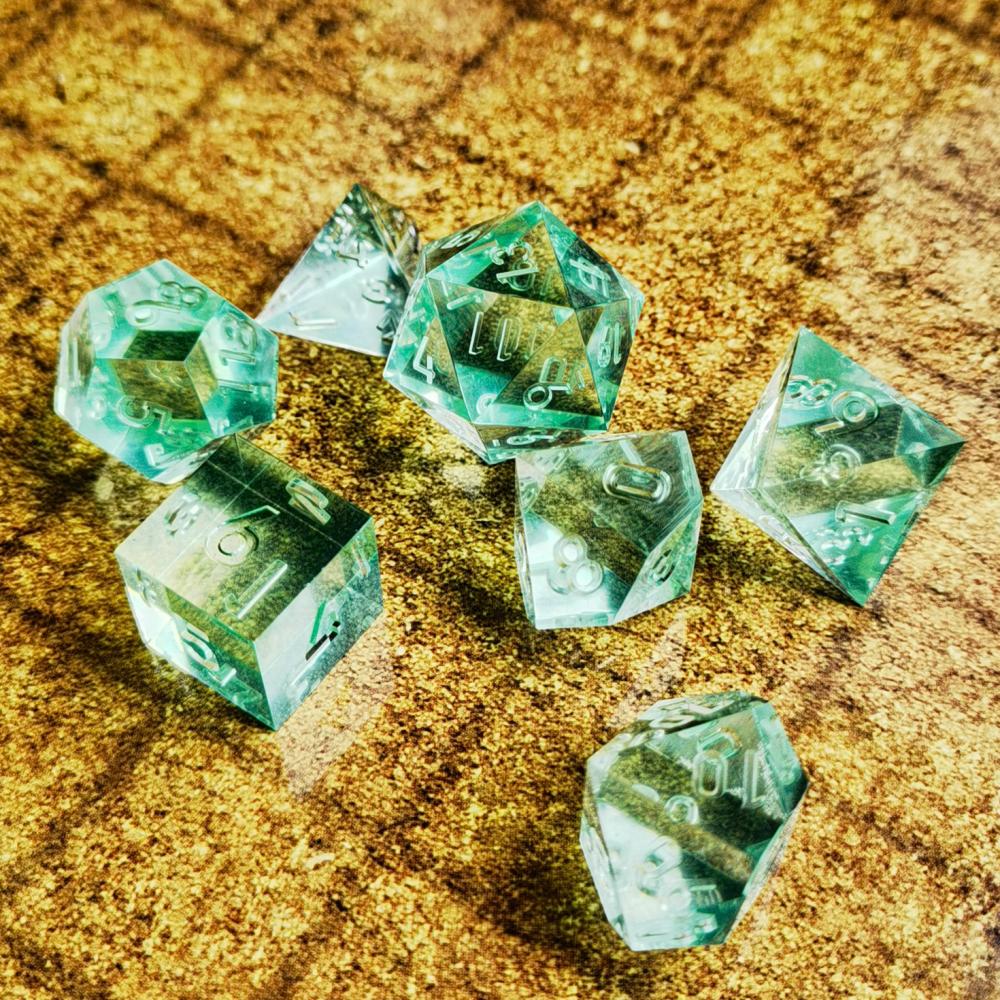 Crystal Unpainted Sharp Edged Dnd Dice Set 2