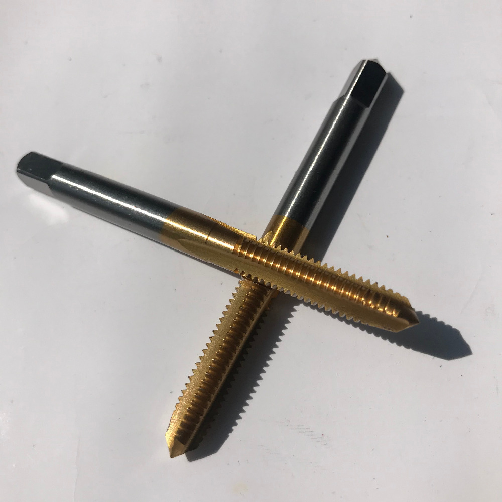 Free shipping of 2pcs HSS6542 made M2-M6 Full CNC grinded TIN coating Machine straight flute Taps Screw Taps for metal threadin