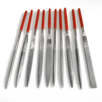 XUNDA 10pcs/set Diamond Coated Needle Files with Various Shapes and Handles (140mm)