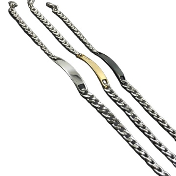 Stainless Steel Charm Bracelet: Engraved Mens & Womens Bangle