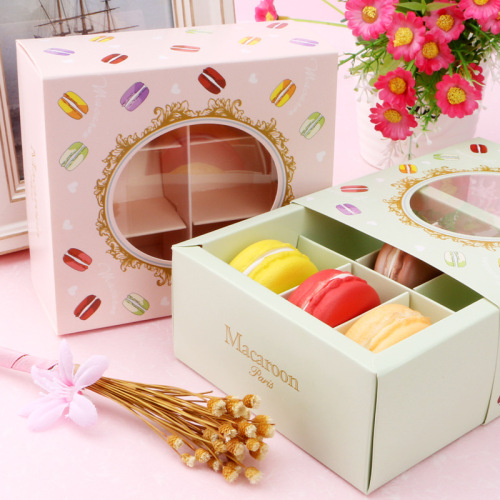 Aangepaste gedrukte zes stuks verpakkingslade macaron box