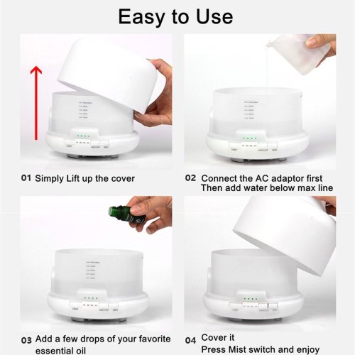 500ml Mist Electric Humidifier White Oil Diffuser Aroma