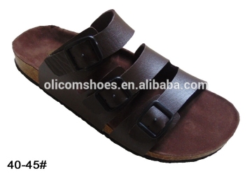 PU Leather Sandals Men's Flat Sandals,Leather Slide Sandals