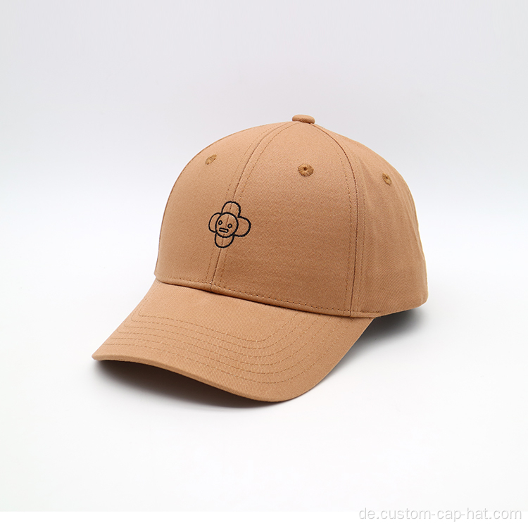 Braun 6 Panel Solid Color Baseballkappe