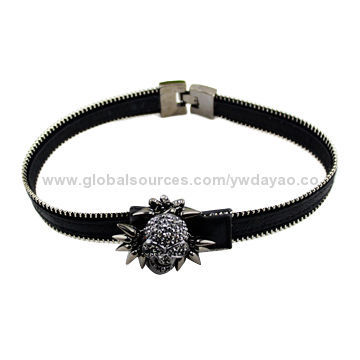 Skull-shaped alloy leather bracelets