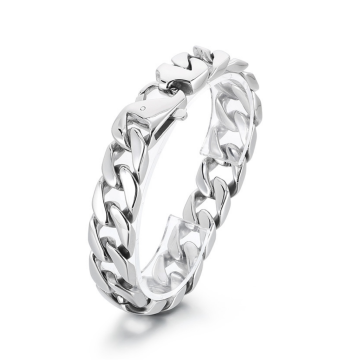 High Polished Stainless Steel Round Cuban Chain Hip Hop Bracelet for Men - Europe & United States
