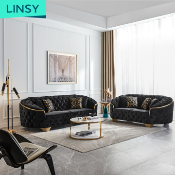 Linsy Modern Velvet Chesterfield Sofa - Wholesale 3 Seat Sectional Couch