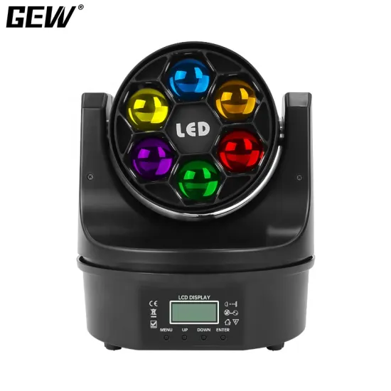 GEVV Mini Bee-Eye 6*15W LED Wash Beam Moving Head Light for Disco Parties and DJ Stages