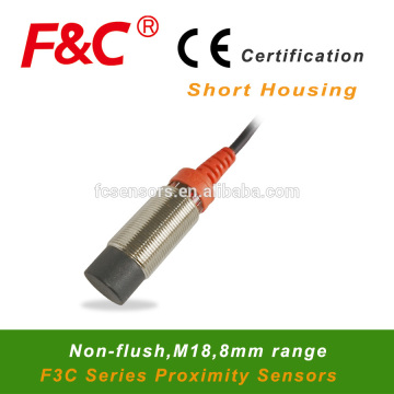3-wire/PNP/NPN, M18 F3C-18EN08 Series Proximity Sensor, 12-24v DC, Switching output.