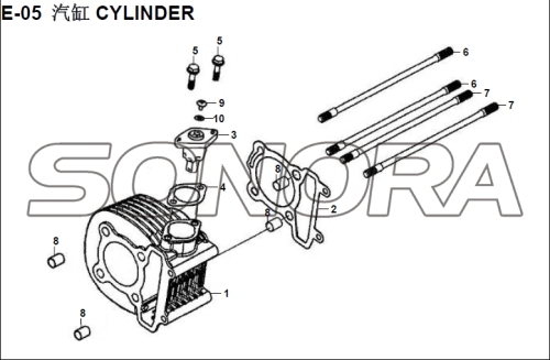 E-05 CYLINDER XS150T-8 CROX För SYM Reservdel Toppkvalitet