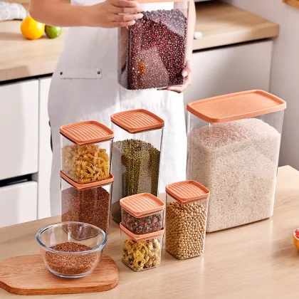 Sealed Transparent Plastic Jar for Kitchen