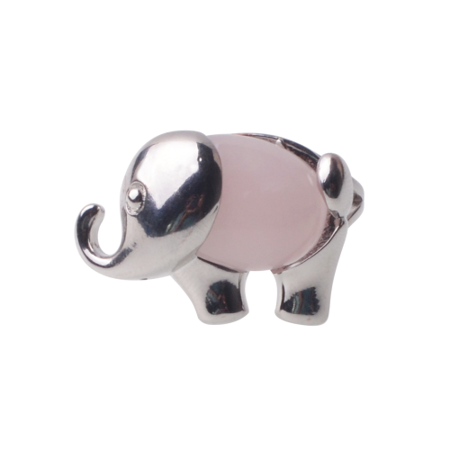 Plated Silver Natural Semi Precious Stone Elephant Rings